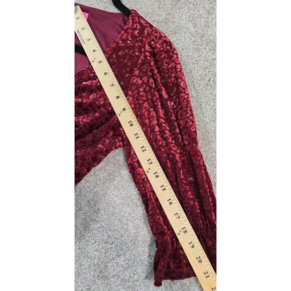 Betsey Johnson Foiled Animal Print Velvet Dress Sexy V-Neck Lined 3/4 Sleeve M - Picture 9 of 14